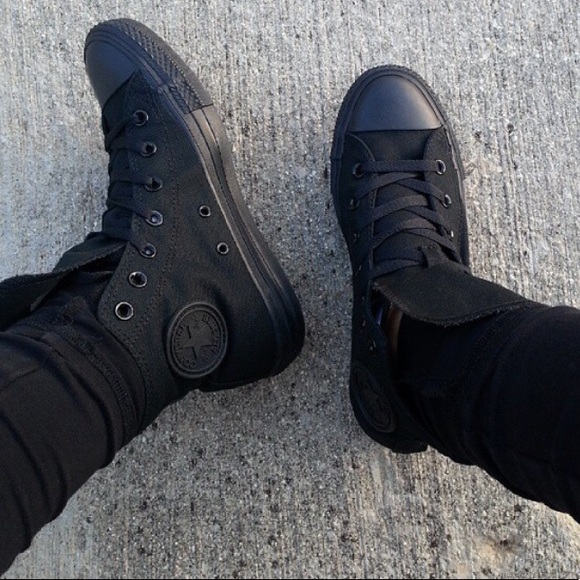 black black converse high tops